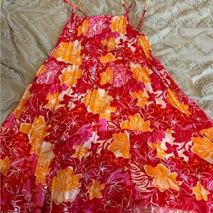 Roxy Red and Orange Floral Dress